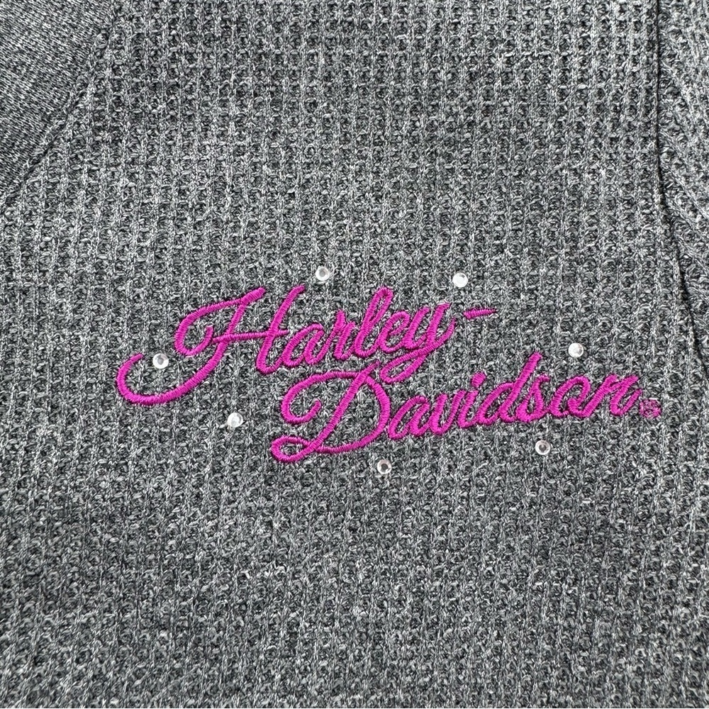 Harley-Davidson Gray Traverse City Bedazzled Motorcycle Knit Long Sleeve Medium - Picture 2 of 10